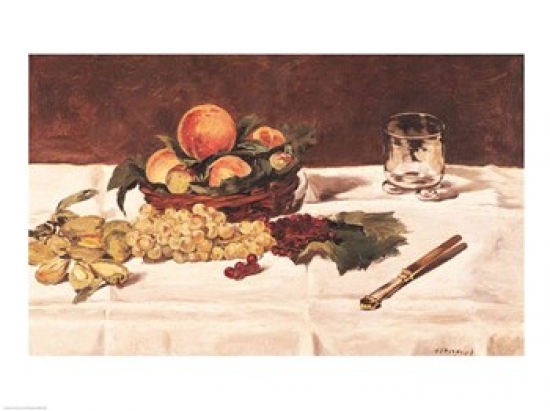Still Life Fruit on A Table 1864 Poster Print by Edouard Manet 24 x 18 in.