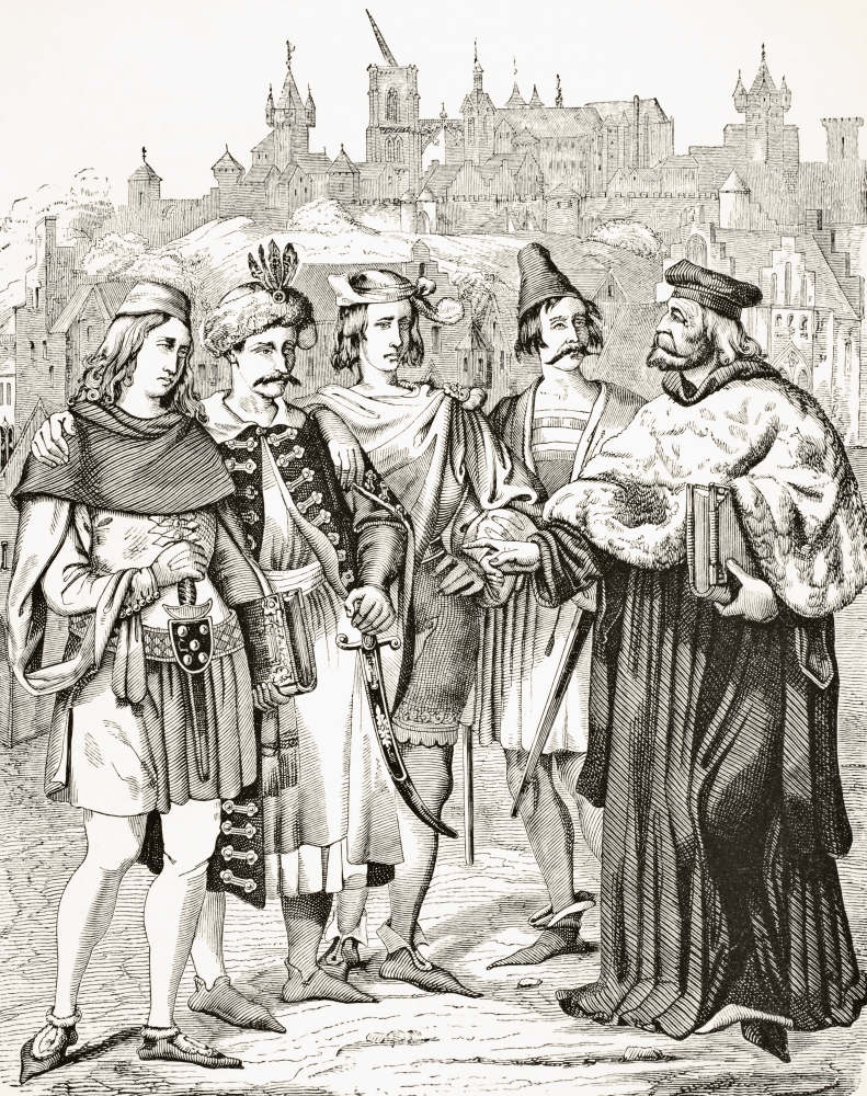 DPI1856381 Rector of Prague University & Scholars From Different Nations Circa 15th Century From Science & Literature In The Mi Poster Print, 13 x 16