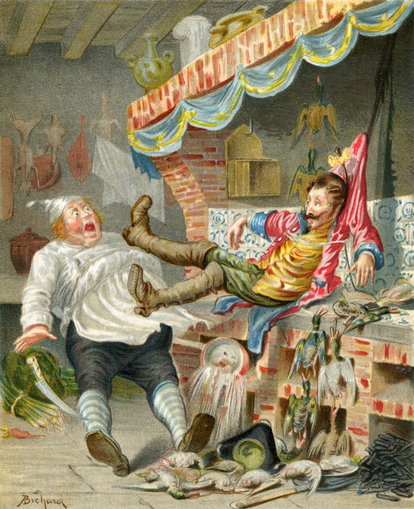 Flight with Ducks Down The Chimney Illustration by Alphonse Adolf Bichard From The Book The Adventures of Baron Munchaus Poster Print, 13 x 16