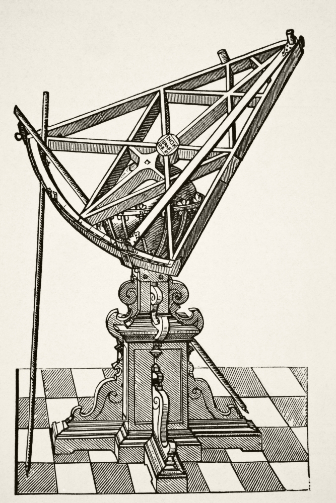 Astronomical Sextant for Measuring Distances After Copper Engraving In Book Tychonis Brahe Astronomiae Instauratae Mecha Poster Print - 12 x 18 -  BrainBoosters, BR3152543