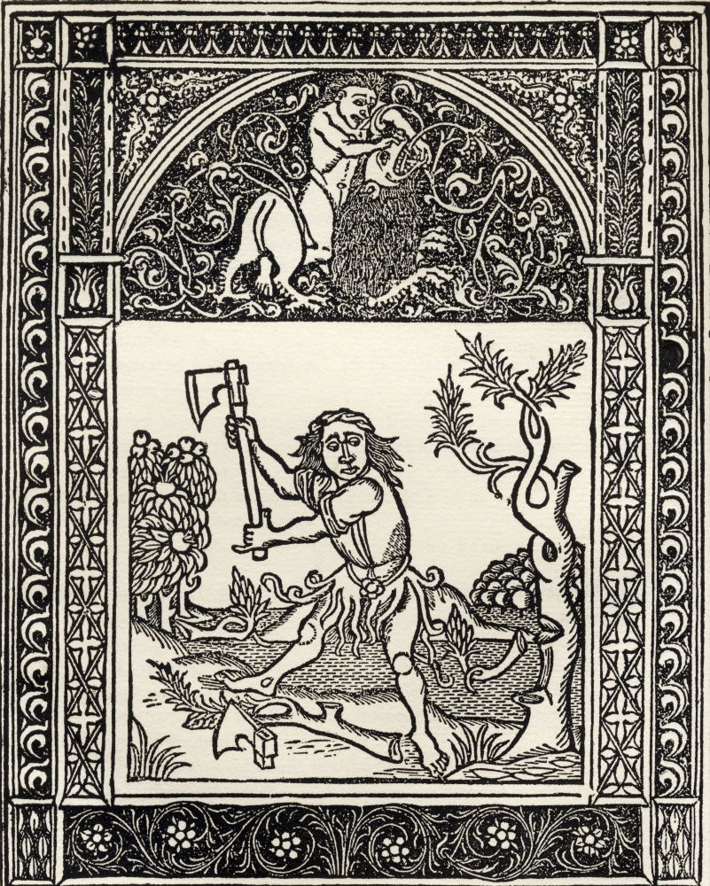 DPI1856477 Facsimile of Illustration of The Fable of The Woodcutter & The Axe From Esopi Vita Et Fabulae Printed Naples 1485 Poster Print, 13 x 16 -  Posterazzi