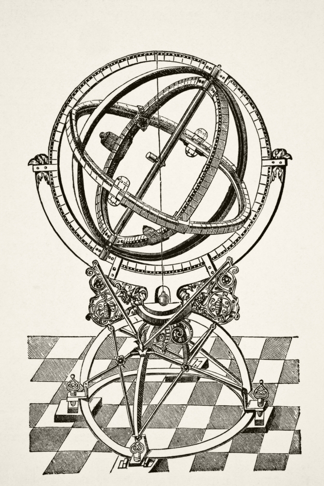 Picture of Posterazzi  Equatorial Rings Or Circles After Copper Engraving In Book Tychonis Brahe Astronomiae Instauratae Mechanica of 1602 From Science & Literature In The Middle Ages by Paul Lacroix Published