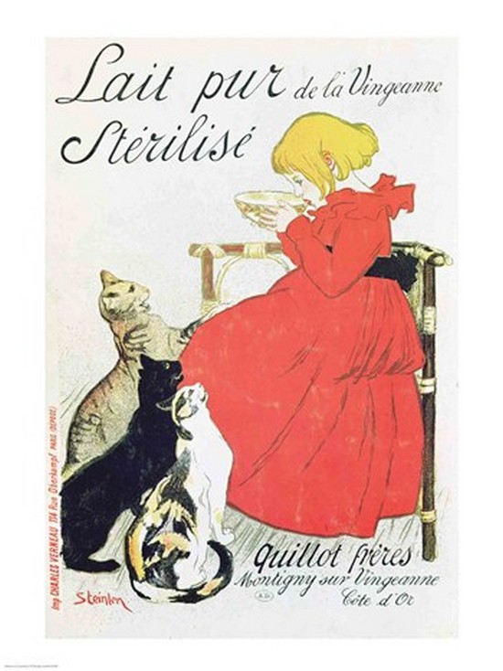 Picture of Posterazzi BALXIR179995 Poster Advertising Pure Sterilised Milk From La Vingeanne Poster Print by Theophile-Alexandre Steinlen - 18 x 24 in.