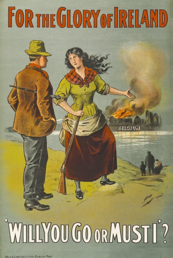 First World War Chromolithographic Recruiting Printed In Dublin & Aimed At Convincing Young Irishmen To Join The Army Poster Print, 12 x 18
