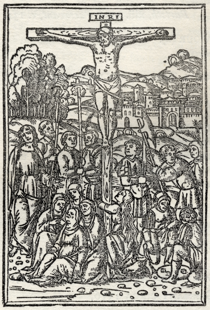 Facsimile of The Crucifixion Used As The Initial Letter T From Officium Beate Marie Virginis Printed Venice 1513 From A C Poster Print - 12 x 17
