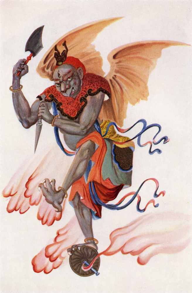 DPI1856470LARGE The God of Thunder From The Book Myths of China & Japan by Donald A Mackenzie Published C1915 Poster Print, Large - 22 x 36