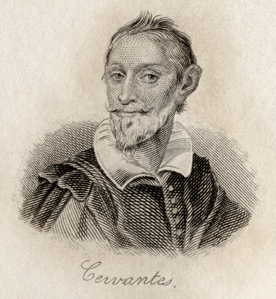 DPI1856791LARGE Miguel Saavedra De Cervantes 1547-1616. Spanish Writer. Engraved by J.W.Cook Poster Print, Large - 28 x 30