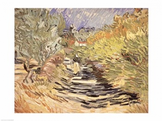 Picture of Posterazzi BALXIR18904LARGE A Road in St. Remy with Female Figures 1889 Poster Print by Vincent Van Gogh - 36 x 24 in. - Large