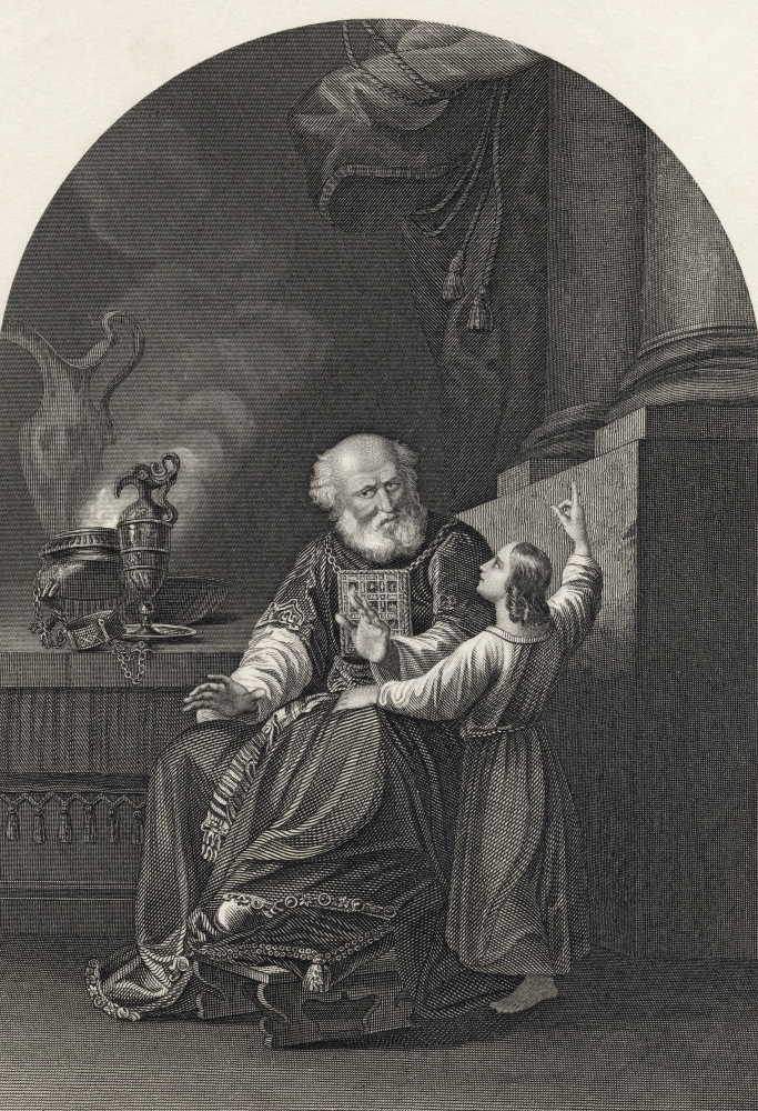 DPI1856570 Samuel & Eli Engraved by S Allen After J S Copley From The National Illustrated Family Bible Published C1870 Poster Print, 12 x 17