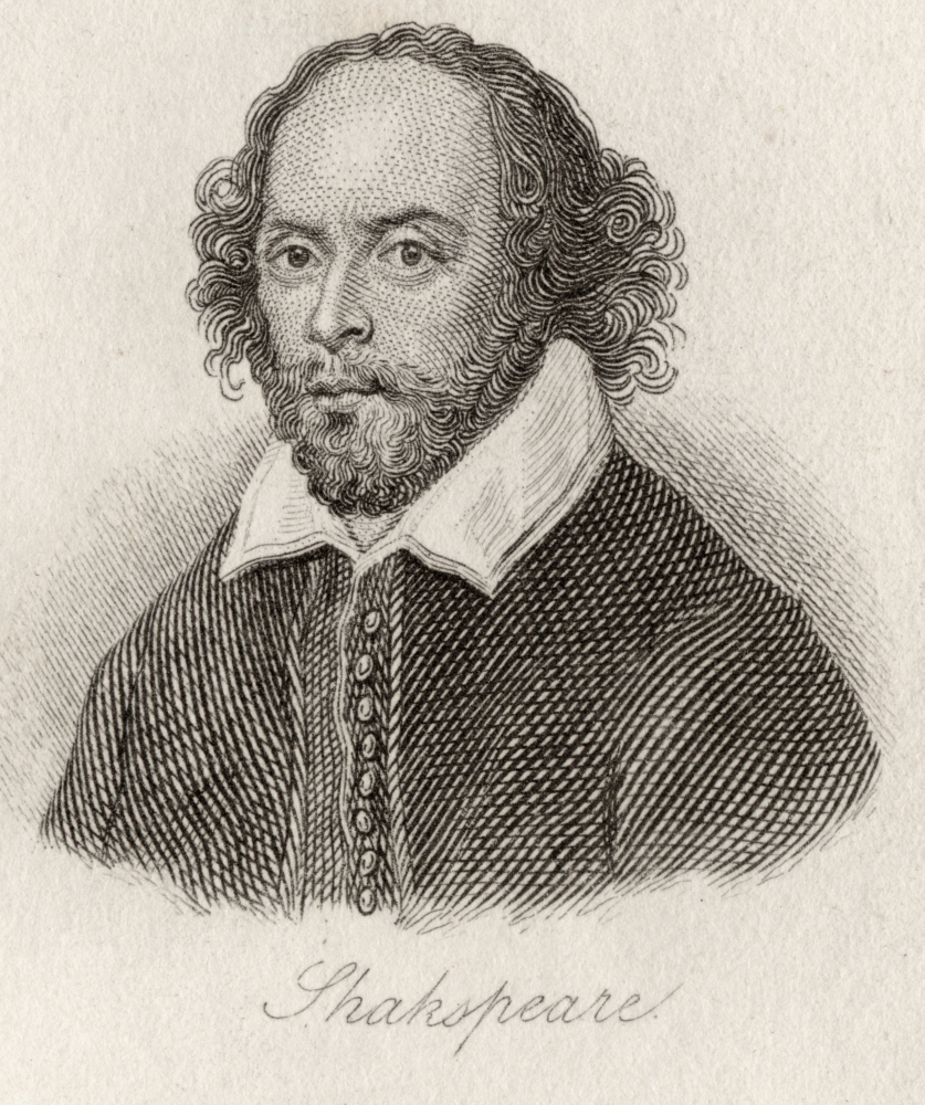 William Shakespeare 1564-1616 English Poet Playwright Dramatist & Actor Engraved by J.W.Cook Print