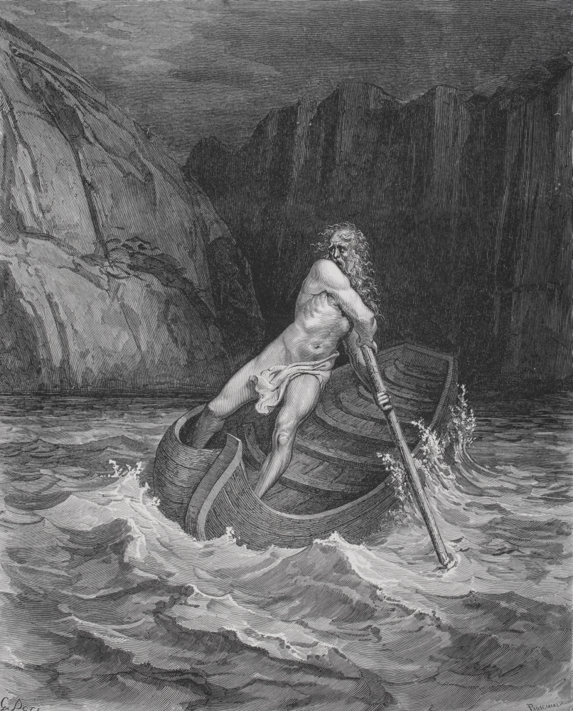 Engraving by Gustave Dore 1832-1883 French Artist & Illustrator for Inferno by Dante Alighieri Canto III Lines 76 To 7 Poster Print, Large - 26 x 32