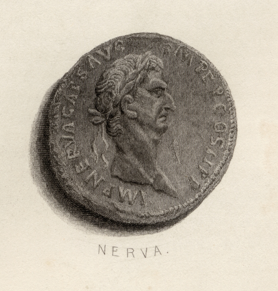 DPI1857175 Coin From The Time of Nerva Caesar Augustus Original Name Marcus Cocceius Nerva A.D. 30-98 Roman Emperor Poster Print, 14 x 15