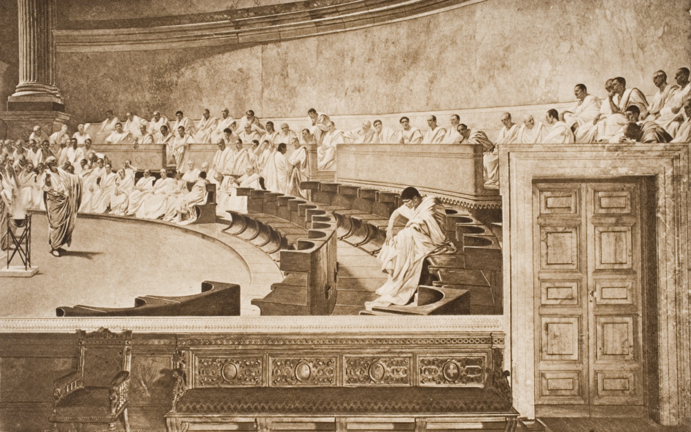 Cicero & Catiline In The Roman Senate From The Book The Outline of History by HGWells Volume 1 Published 1920 Poster Print - Large - 36 x 22