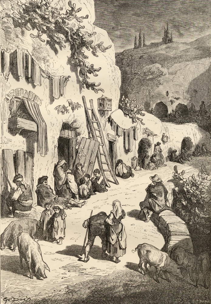 Gypsy Caves Sacro Monte Granada Spain. Drawn by Gustave Dore From The Book Poster Print - 12 x 17