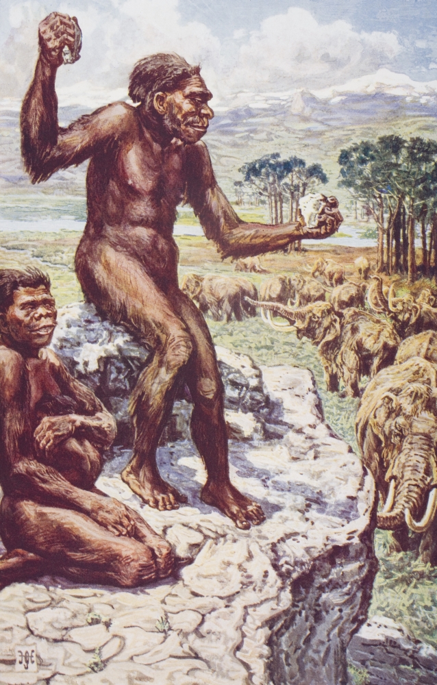Neanderthal Mankind by HHJohnston From The Book The Outline of History Volume 1 by HGWells Published 1920 Poster Print