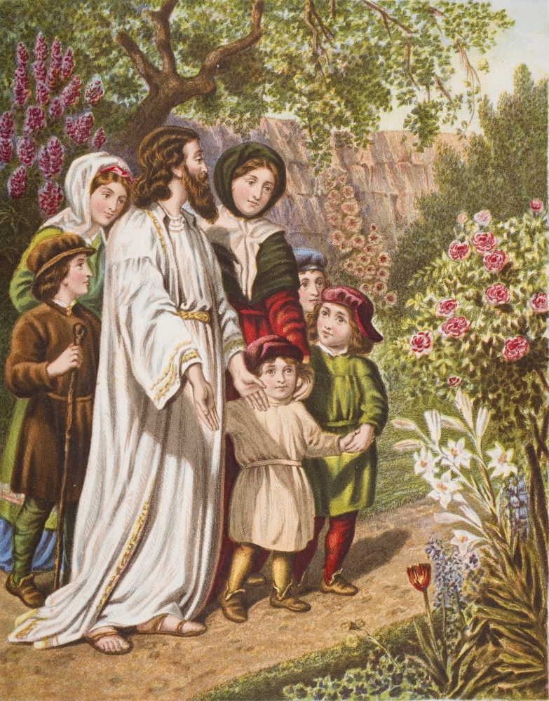 The Interpreter & The Pilgrims In The Garden From The Book The Pilgrims Progress by John Bunyan - 13 x 16