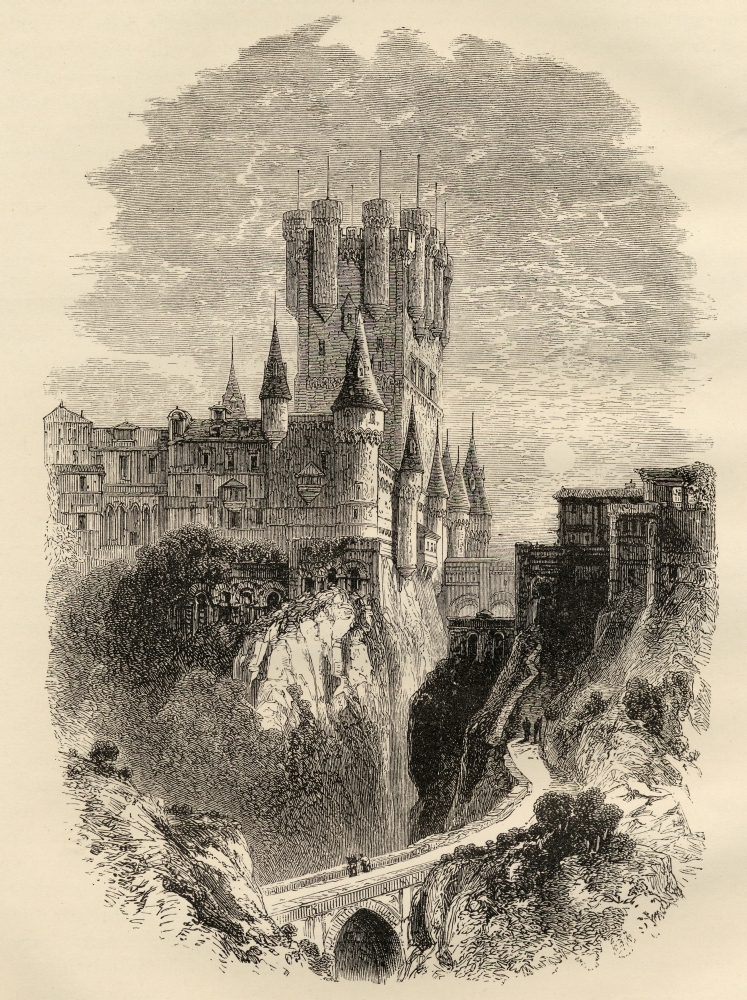 Alcazar At Segovia Spain Before The Fire of 1862 From The Book Spanish Pictures Poster Print - 24 x 34