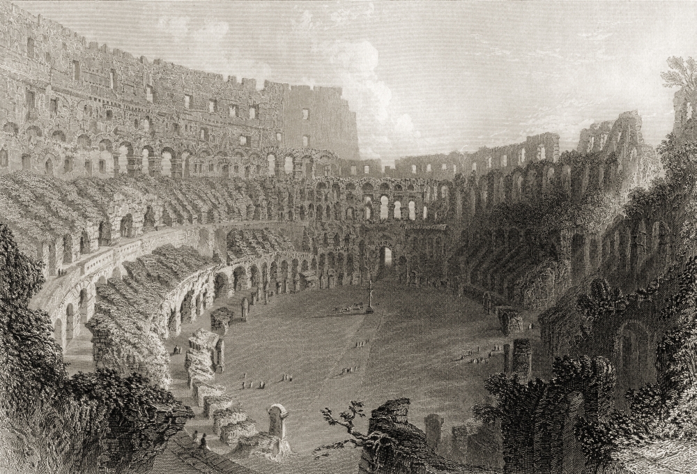 Colisseum Rome Italy. Engraved by E. Roberts Poster Print