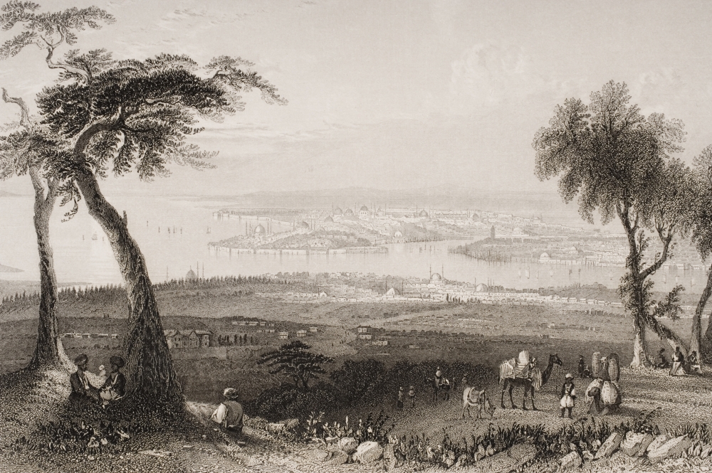 Constantinople From Above Scutari Chrysopolis On The Asian Side Engraved by R Brandard After W. H. Bartlett Poster Print - 18 x 12