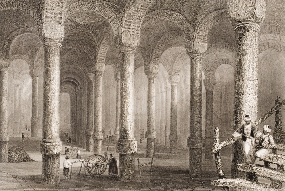 DPI1857297LARGE Cistern of Ben-Veber-Direg Or The Thousand & One Turkey Engraved by J. Carter After W.H.Bartlett Print, Large - 34 x 24