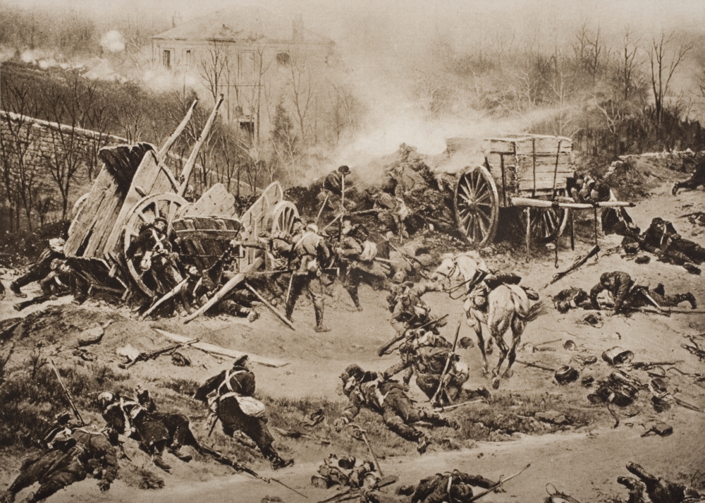 The Battle of Champigny November 30 1870 by De Neuville From The Book The Outline of History by HGWells Volume 2 Poster Print - 17 x 12