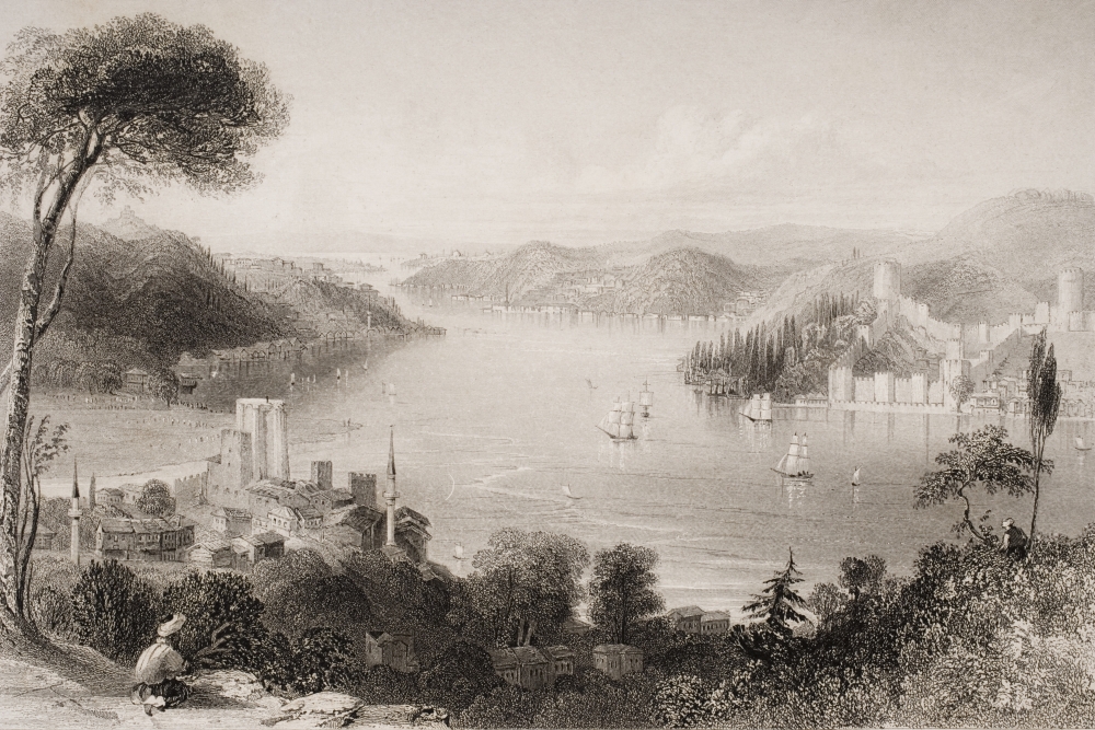 Straits of The Bosphorous. Engraved by G.K. Richardson After W.H. Bartlett Poster Print - 18 x 12