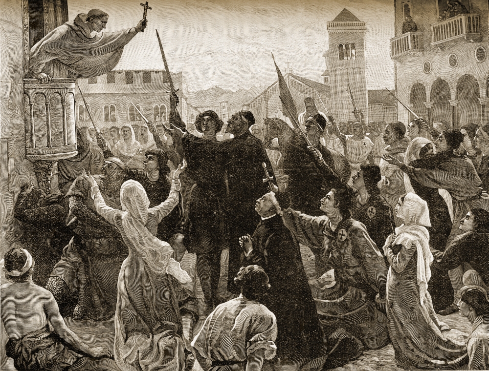 St. Bernard of Clairvaux Preaching The Second Crusade. French Monk From The Picture by James Archer Poster Print