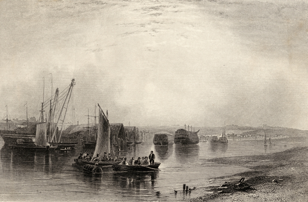 DPI1857509 Chatham Kent England. Drawn by H. Warren Engraved by E. Finden Poster Print, 18 x 12