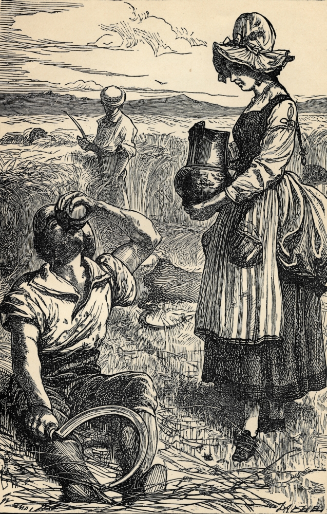19th Century Field Workers Reaping Wheat Harvest Poster Print - 12 x 19