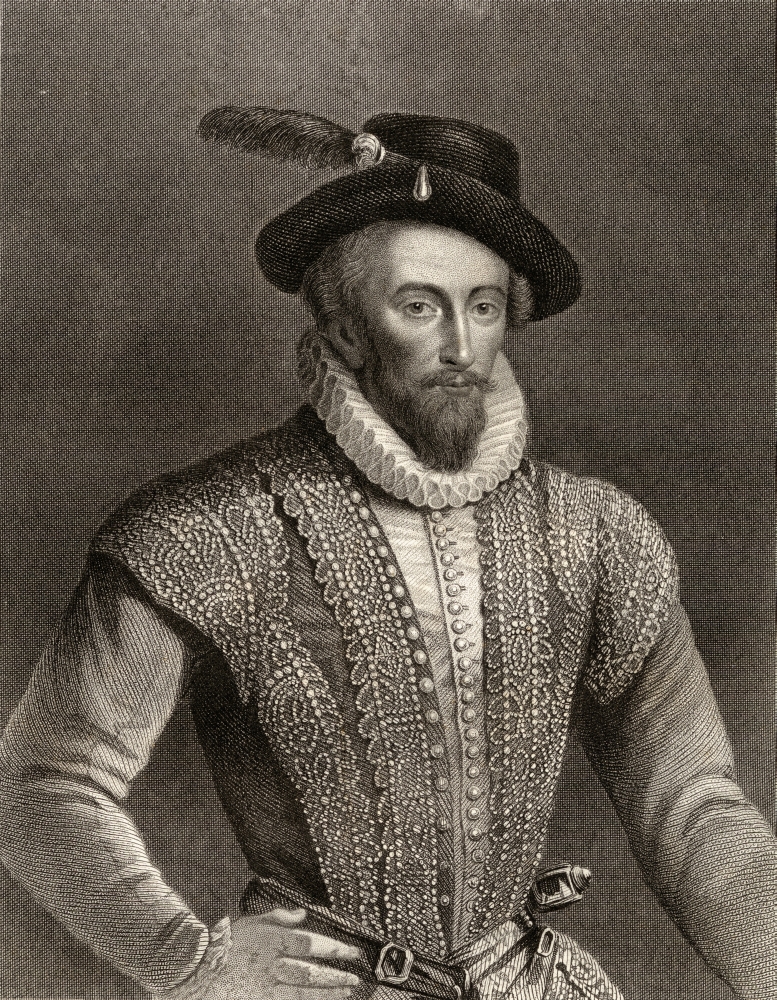 DPI1857495 Sir Walter Raleigh C.1554-1618. English Adventurer & Writer. Engraved by W. Holl Poster Print, 13 x 17
