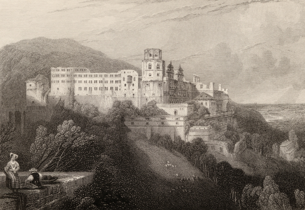 Heidelberg Castle Heidelberg Germany Engraved by J.T. Willmore From A 19th Century by D. Roberts Poster Print, Large - 36 x 24
