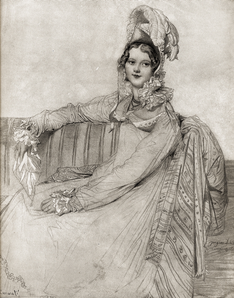 DPI1857511 Drawing by The French Painter Ingres. Reproduction of A Heliograph by Snchez Gerona Poster Print, 13 x 17