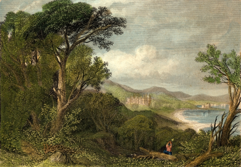 DPI1857510 Dalmeny Park Linlithgow Scotland. Drawn by Montague Stanley Enraved by J.T. Willmore Poster Print, 18 x 12