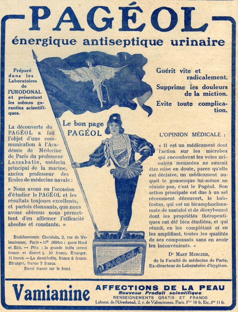 French Advertisement C.1916 for Pagol An Energetic Urinary Antiseptic Poster Print - 13 x 17