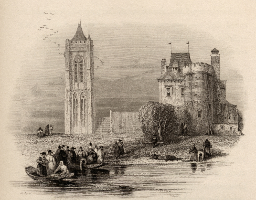 Church At Gorcum Holland From A 19th Century Print by D. Roberts Poster Print - 17 x 13