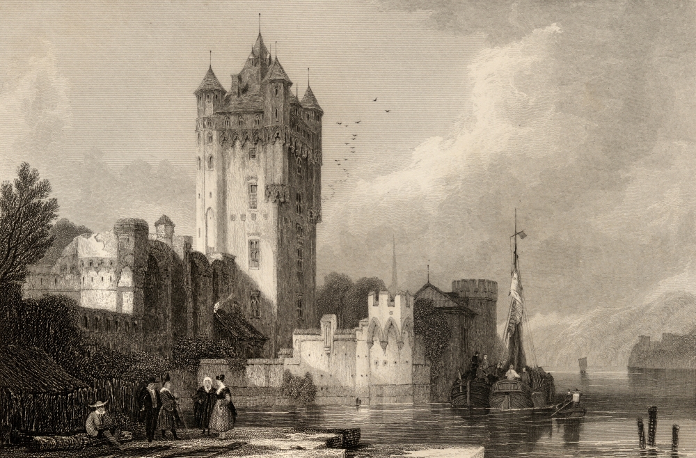 DPI1857575 The Gothic Towers of Ellfeld Germany Engraved by E.I. Roberts From A 19th Century Print by D. Roberts Print, 18 x 12