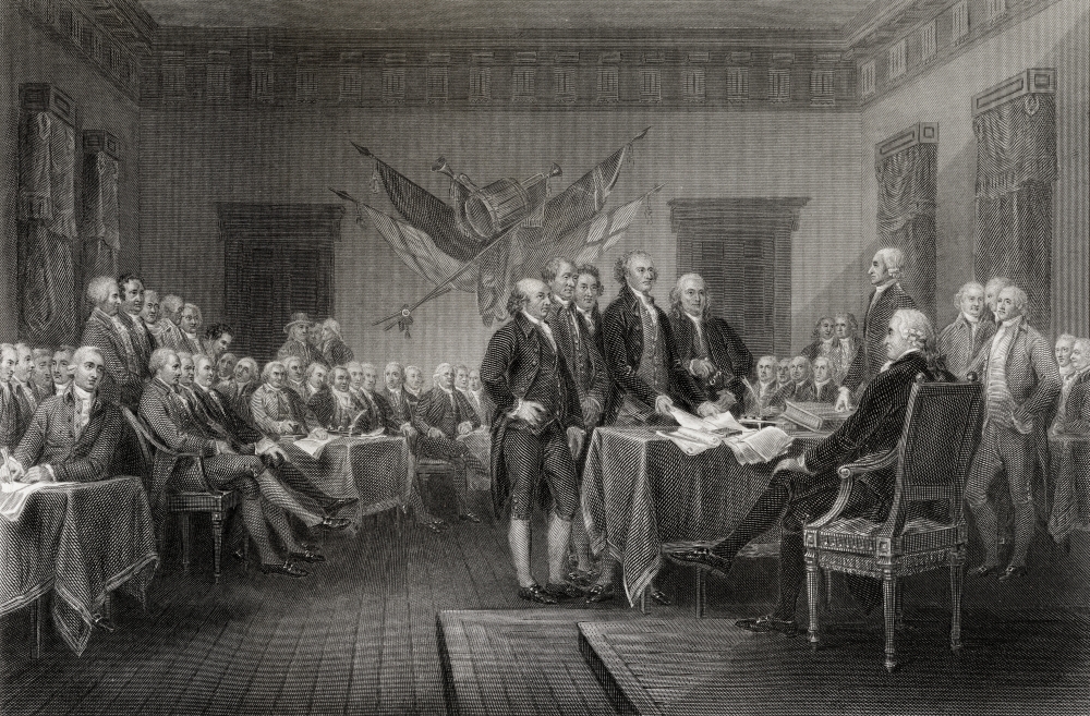 Picture of Posterazzi DPI1857811 The Declaration of Independence July 1776 From A 19th Century Engraved by W Greatbach After J Trumbull Poster Print&#44; 17 x 11