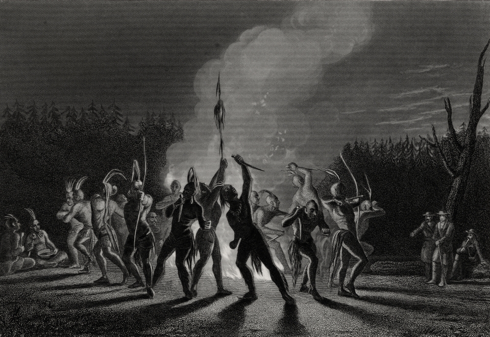 Washington & Fairfax At An Indian War Dance 1748 George Washington 1732-1799 First President of The United States Thom Poster Print, Large - 34 x 24
