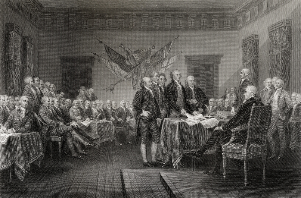DPI1857811LARGE The Declaration of Independence July 1776 From A 19th Century Engraved by W Greatbach After J Trumbull Poster Print, Large - 34 x 22