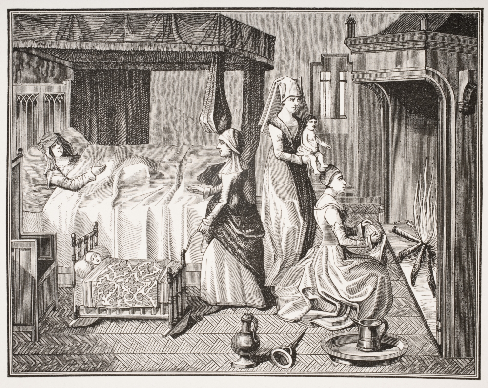 The New Born Child 19th Century Reproduction From A 15th Century Miniature In Histoire De La Belle Helaine Poster Print - 17 x 13