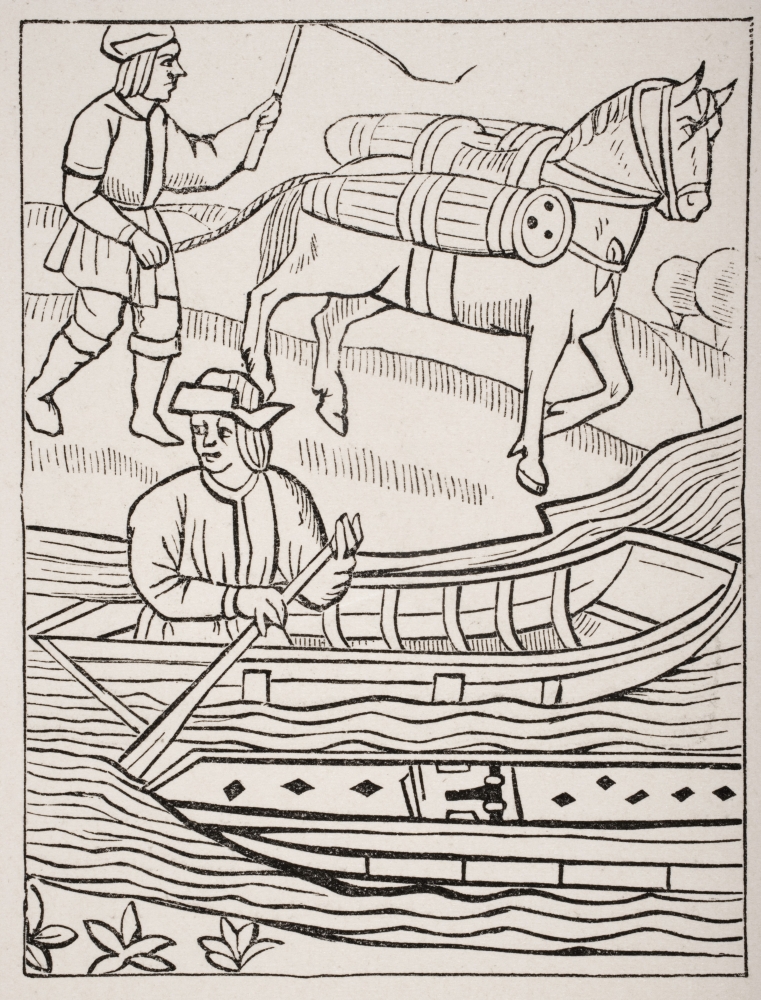 Conveyance of Fish by Water & Land 19th Century Copy of Engraving In The Royal Statutes of The Provostship Poster Print, Large - 26 x 34