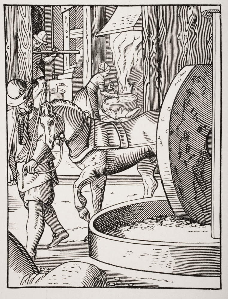 DPI1857897 The Manufacture of Oil 19th Century Copy of Work Drawn & Engraved by Jost Amman In 16th Century Print, 13 x 17