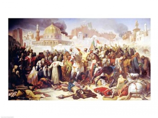 Picture of Posterazzi BALXIR200592LARGE Taking of Jerusalem by The Crusaders Poster Print by Emile Signol - 36 x 24 in. - Large