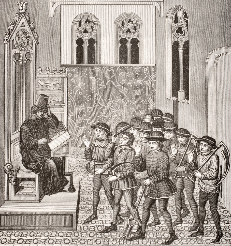 Villains Receiving Their Lord-S Orders Before Going To Work 19th Century Reproduction of Miniature In 15th Century Manuscript Poster Print, 14 x 15