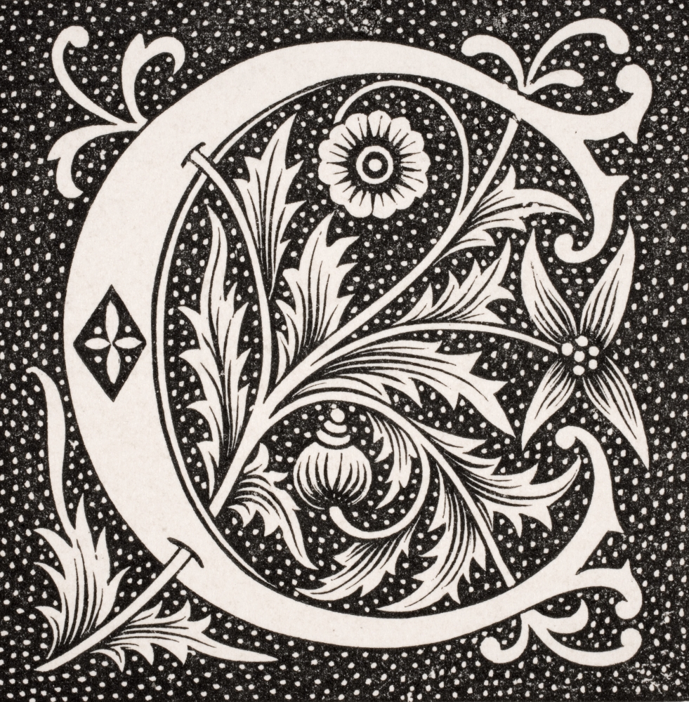 Decorative Capital Letter C Poster Print, 14 x 14