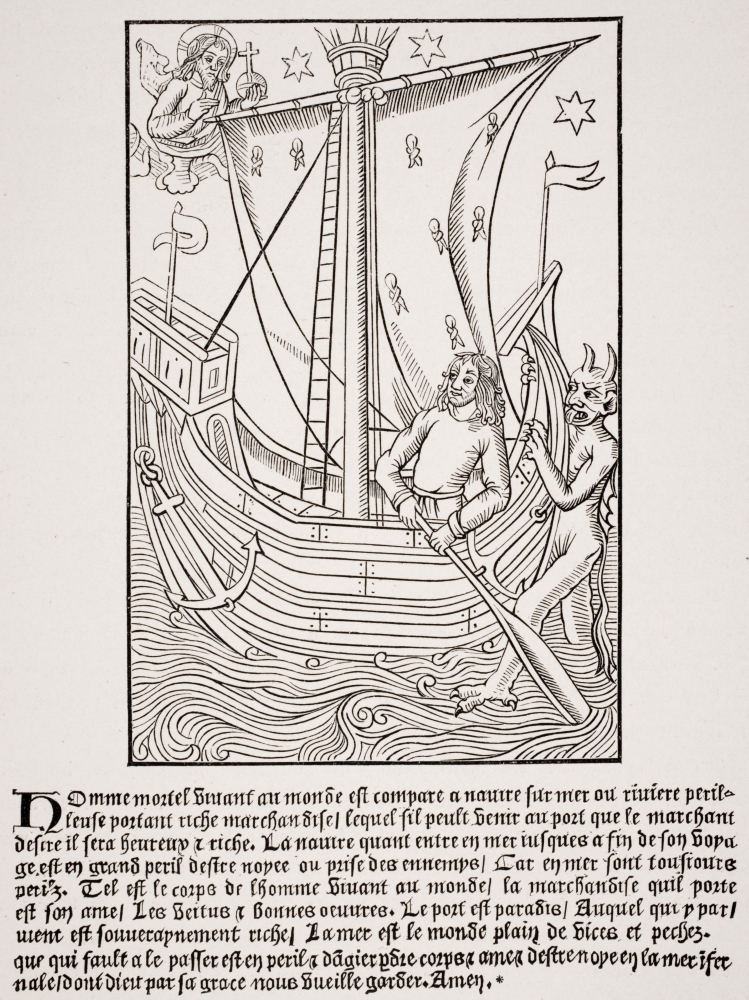 Picture of Posterazzi DPI1857948 Merchant Vessel In A Storm. Facsimile of Woodcut In Grand Kalendrier Et Compost Des Bergers by Nicolas De Rouge Printed Circa 1490 Poster Print, 12 x 16