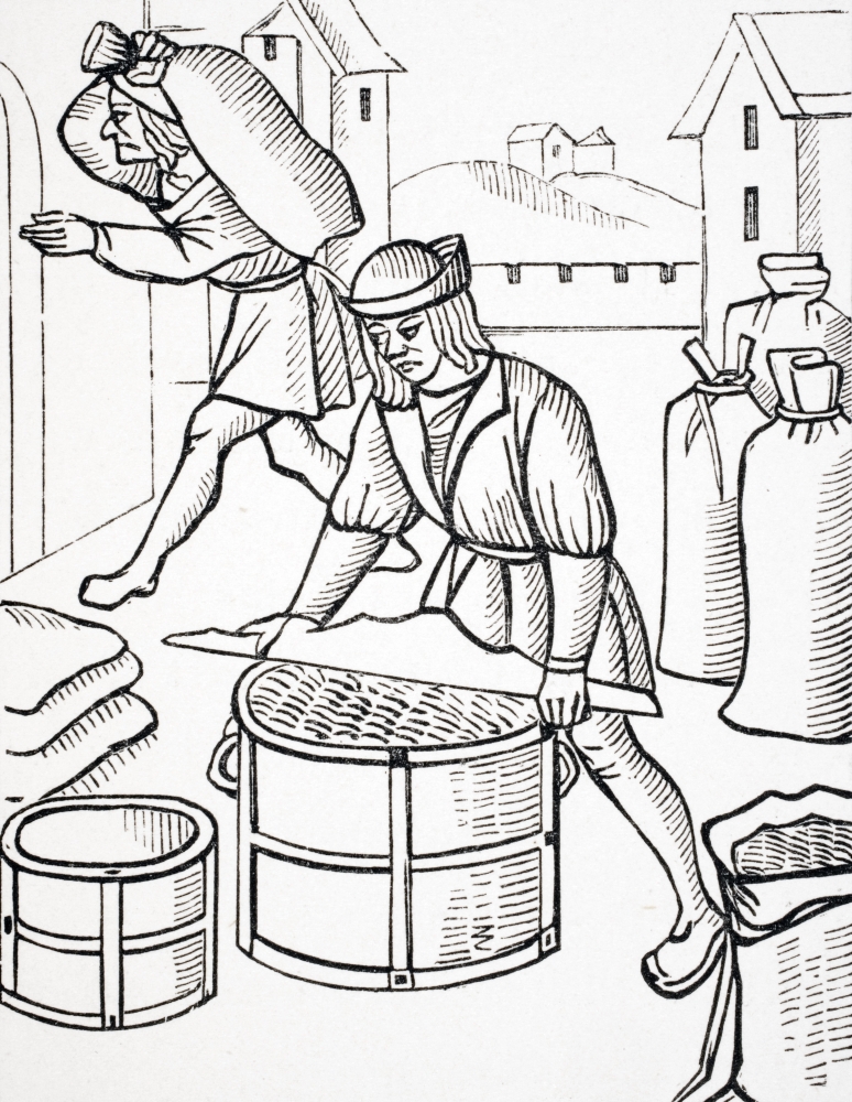 Picture of   Measurers of Corn In Paris. After Woodcut From Royal Orders Concerning The Jurisdiction of The Company of Merchants & Shrievalty In The City of Paris Published 1528 Poster Print&#44; 12 x 16