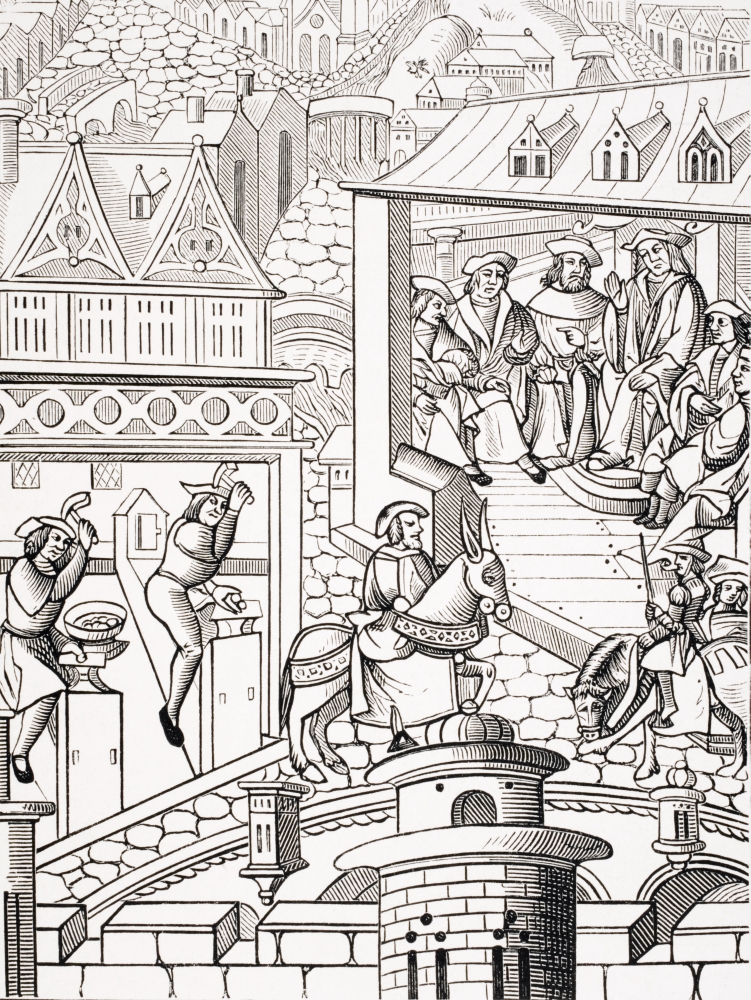 DPI1857989 The Mint. Copy of Woodcut In De Linstitution Et Administration De La Chose Politique Published 1520 Print, 13 x 17
