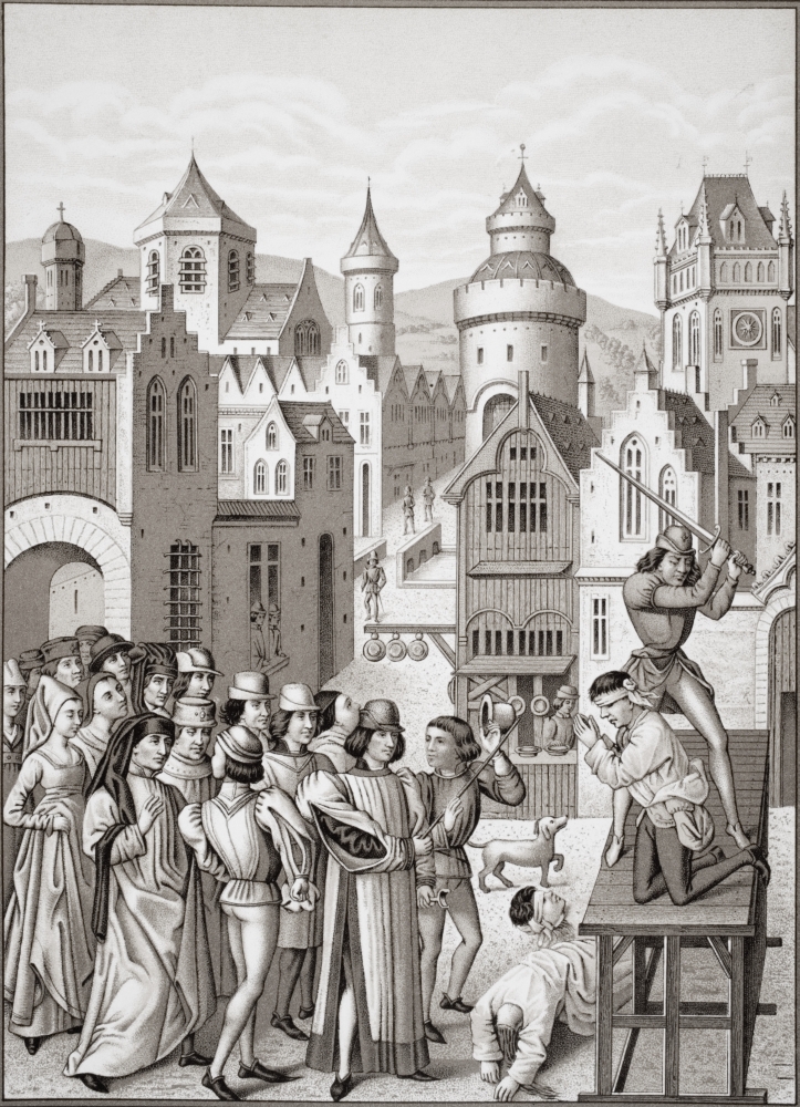 Decapitation of Guillaume De Pommiers & His Confessor At Bordeaux In 1377 by Order of The King of Englands Lieutenan Poster Print, Large - 24 x 34