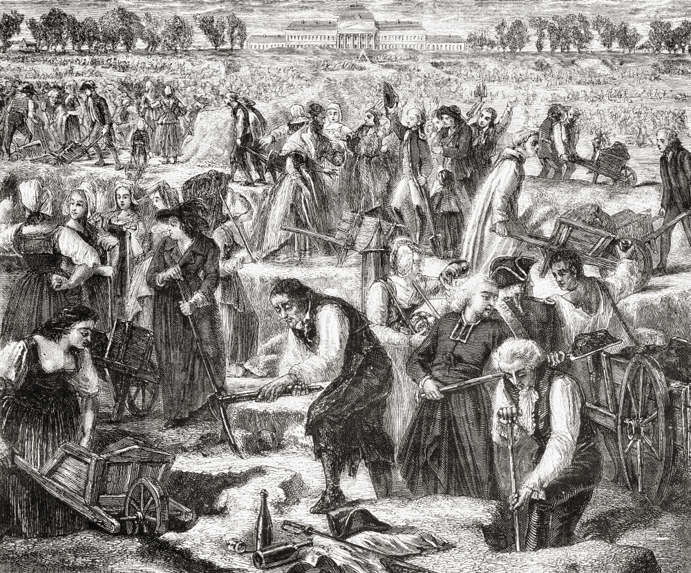 Everyone At Work in The Champ De Mars From Histoire De La Revolution Francaise by Louis Blanc Poster Print, Large - 32 x 26